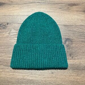 Unbranded Green Ribbed Knit Beanie Hat Unisex One Size